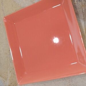 12 1/2" square serving dish platter tray coral pink orange tropical Coastal